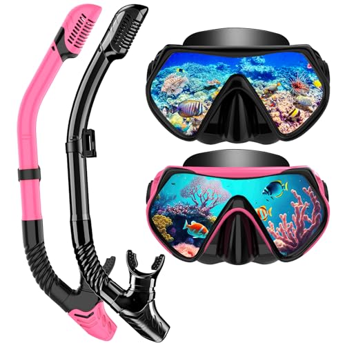 Adults Dry-Top Snorkel Set Diving Mask 180° Panoramic