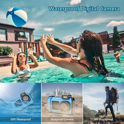 8K UHD Underwater Camera 33FT Autofocus 70MP Dual-Screen
