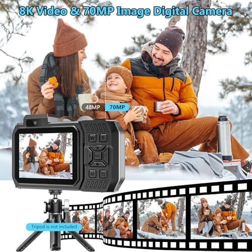 8K UHD Underwater Camera 33FT Autofocus 70MP Dual-Screen