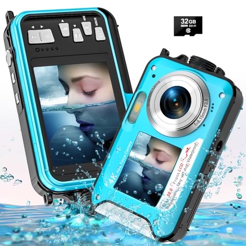 Underwater Diving Camera with Dual-Screen Selfie 4K