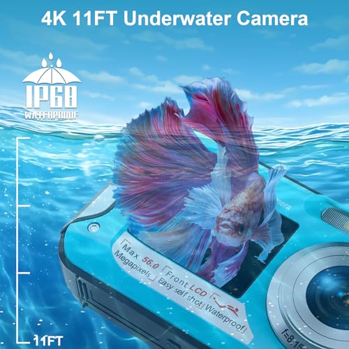 Underwater Diving Camera with Dual-Screen Selfie 4K