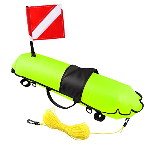 High-Visibility Spearfishing Buoy with Dive Flag and 82ft Ropes