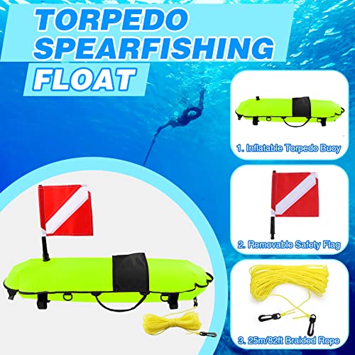 High-Visibility Spearfishing Buoy with Dive Flag and 82ft Ropes