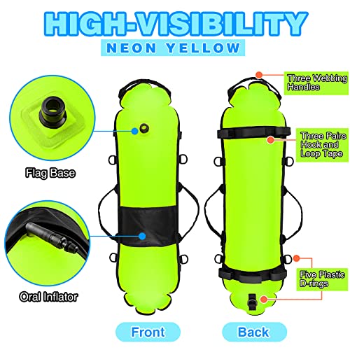 High-Visibility Spearfishing Buoy with Dive Flag and 82ft Ropes