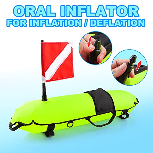 High-Visibility Spearfishing Buoy with Dive Flag and 82ft Ropes