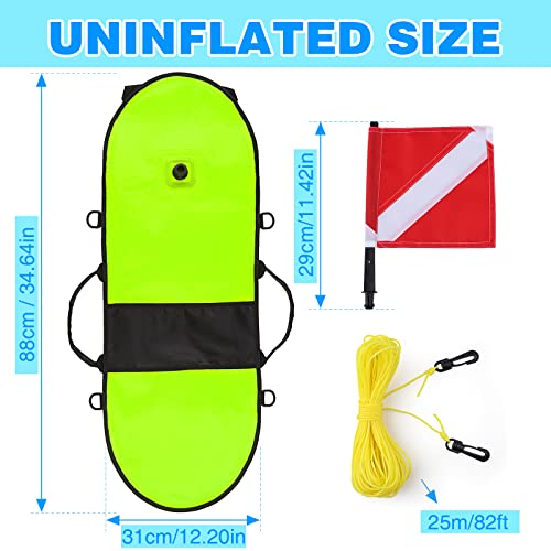 High-Visibility Spearfishing Buoy with Dive Flag and 82ft Ropes