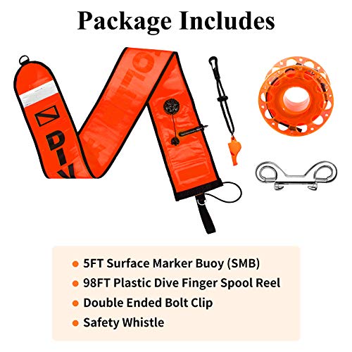 5ft Orange Scuba Diving Safety Buoy with Spool