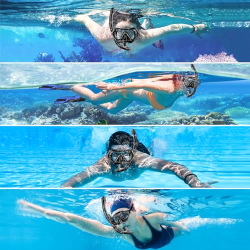 Adults Dry-Top Snorkel Set Diving Mask 180° Panoramic