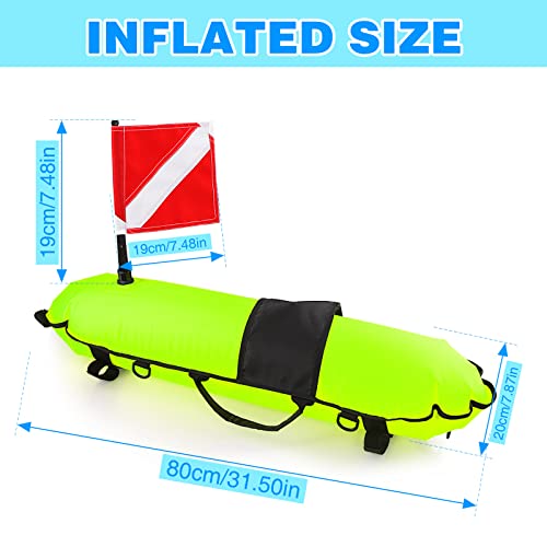 High-Visibility Spearfishing Buoy with Dive Flag and 82ft Ropes