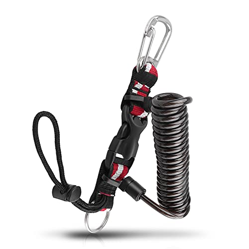 Heavy Duty Scuba Diving Coiled Lanyard - Black