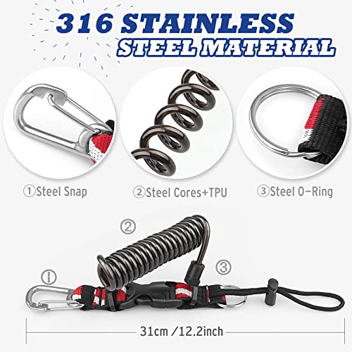 Heavy Duty Scuba Diving Coiled Lanyard - Black