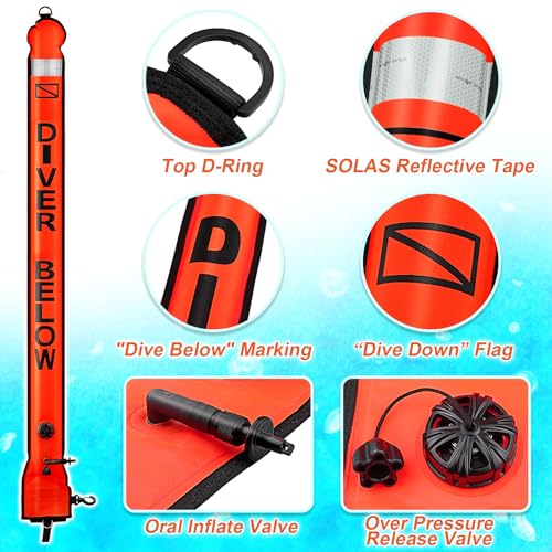 High Visibility Surface Marker Buoy with Dive Reel