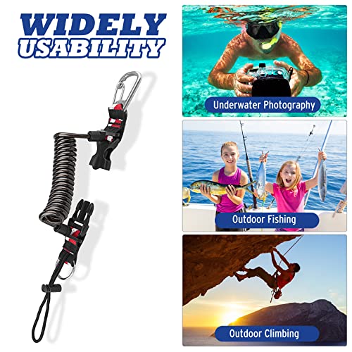 Heavy Duty Scuba Diving Coiled Lanyard - Black