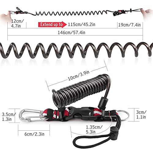 Heavy Duty Scuba Diving Coiled Lanyard - Black