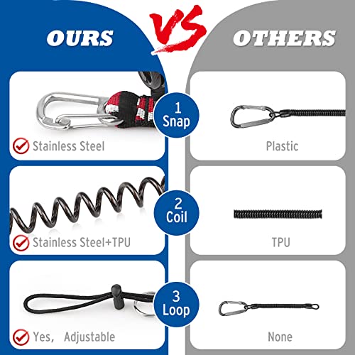 Heavy Duty Scuba Diving Coiled Lanyard - Black