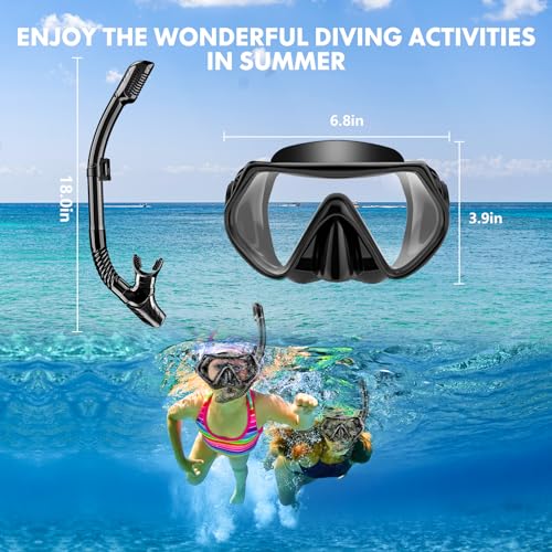 Adults Dry-Top Snorkel Set Diving Mask 180° Panoramic