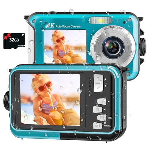 4K Dual-Screen Underwater Camera with Autofocus and 32GB Card