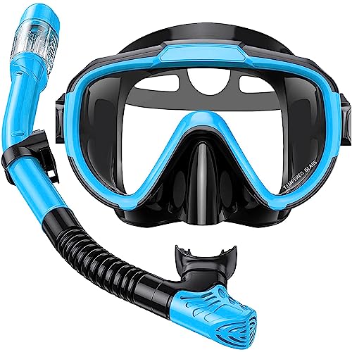 Adults Snorkel Set: Anti-Fog Swim Mask, Dry Top Snorkel
