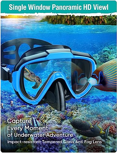 Adults Snorkel Set: Anti-Fog Swim Mask, Dry Top Snorkel