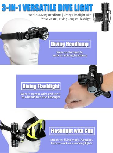 Professional Underwater Dive Light - Waterproof Headlamp