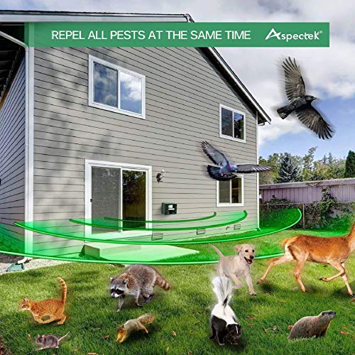 Outdoor Ultrasonic Animal Repeller with Motion Sensor, Waterproof