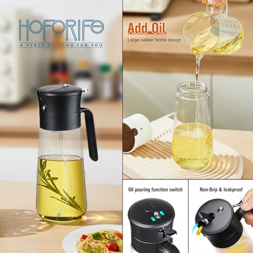 Glass Olive Oil Dispenser & Sprayer Set, 18oz Black