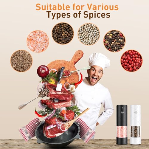 Rechargeable Electric Salt and Pepper Grinder Set - 2 Pack