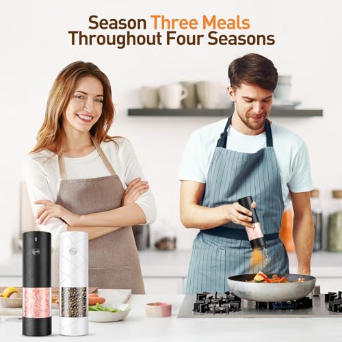 Rechargeable Electric Salt and Pepper Grinder Set - 2 Pack