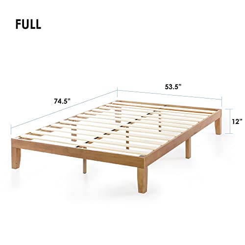 Natural Pine 12" Solid Wood Platform Bed, Full Size