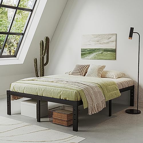 Luxurious 14" Metal Platform Queen Bed Frame in Black
