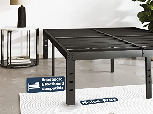 Luxurious 14" Metal Platform Queen Bed Frame in Black