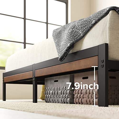 Queen Bamboo and Metal Platform Bed Frame with Headboard