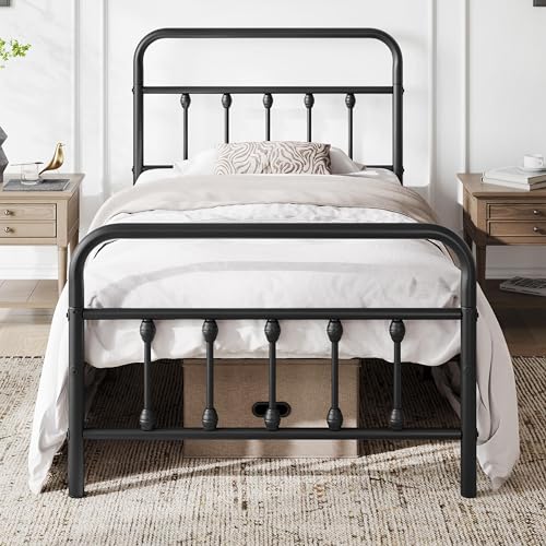 Yaheetech Metal Platform Bed Frame with Victorian Style