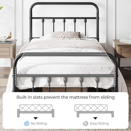 Yaheetech Metal Platform Bed Frame with Victorian Style