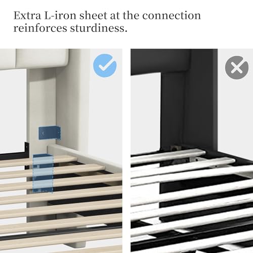 Yaheetech Upholstered Platform Bed with Wing Headboard