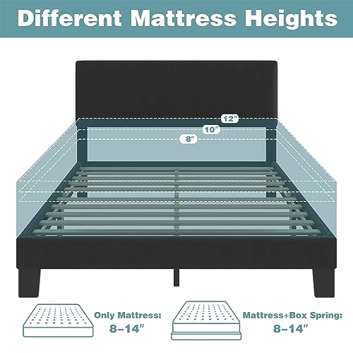 Queen Upholstered Bed Frame with Wood Slats, Easy Assembly