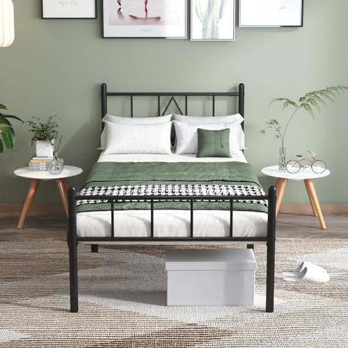 14" Twin Bed Frames with Headboard/Footboard, Storage, Support, Noise-Free