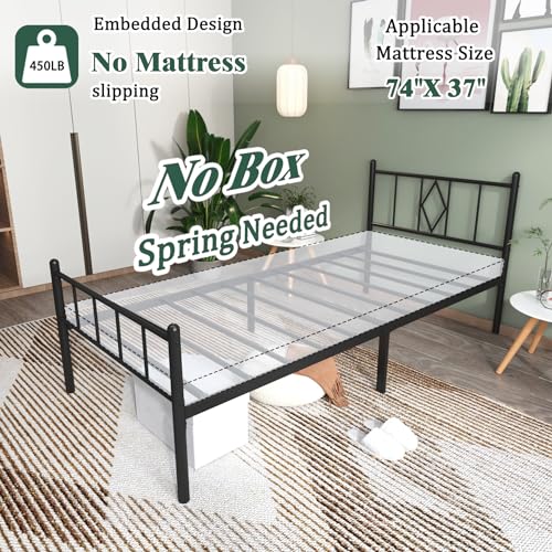 14" Twin Bed Frames with Headboard/Footboard, Storage, Support, Noise-Free
