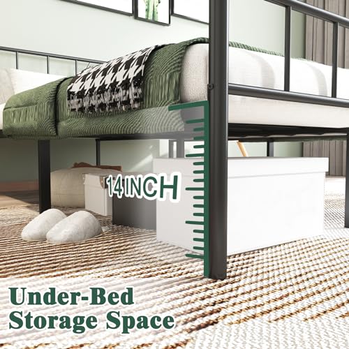 14" Twin Bed Frames with Headboard/Footboard, Storage, Support, Noise-Free