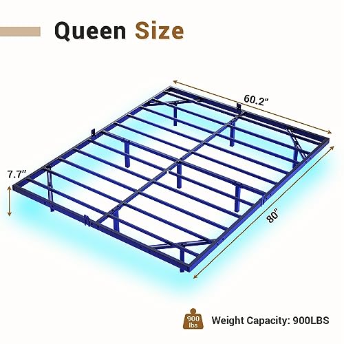 Queen Size Floating Bed Frame with LED Lights