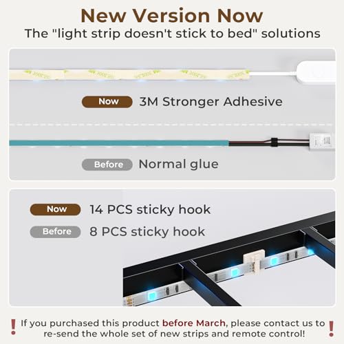 Queen Size Floating Bed Frame with LED Lights