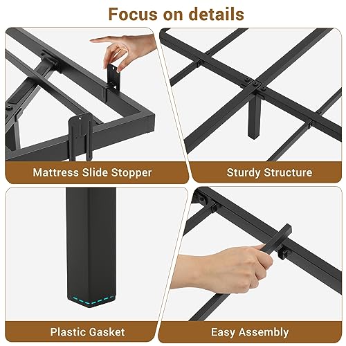 Queen Size Floating Bed Frame with LED Lights