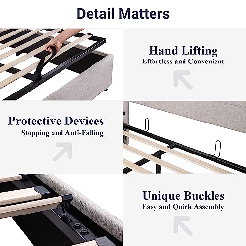 Allewie Queen Size Storage Bed with Wingback Headboard