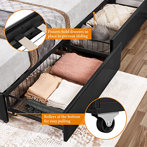 Yaheetech Queen Upholstered Bed Frame with 4 Drawers