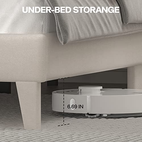 Upholstered Full Size Bed Frame with Wingback Headboard