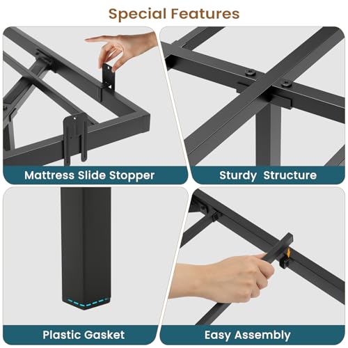 LED Floating Full Bed Frame with Heavy Duty Steel Slats