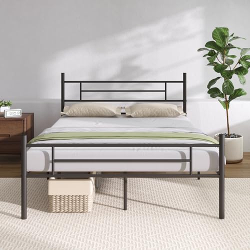 Novilla Metal Platform Bed Frame with Headboard, Full Size