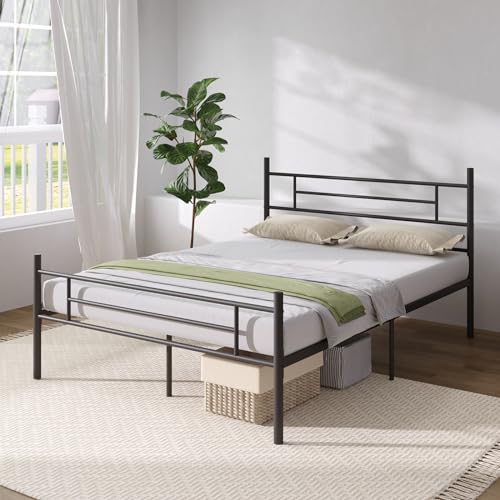 Novilla Metal Platform Bed Frame with Headboard, Full Size