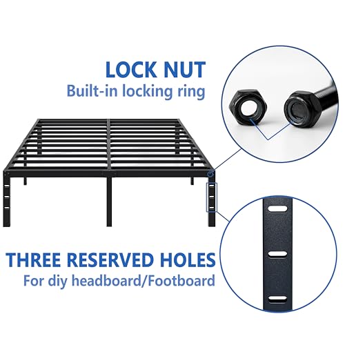 JETO Metal Platform Bed Frame with Storage Space