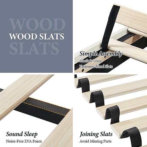 Adjustable Queen Platform Bed Frame with Tufted Headboard